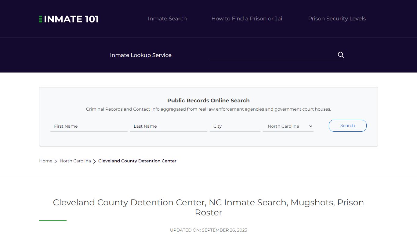 Cleveland County Detention Center, NC Inmate Search, Mugshots, Prison ...